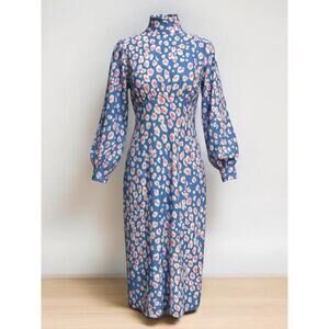 Never Fully Dressed Floral Abstract High Neck Midi Dress Size 12